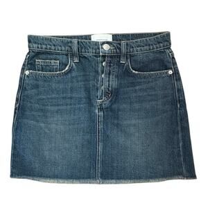 Current Elliott Button Fly Distressed Denim Skirt Size 26